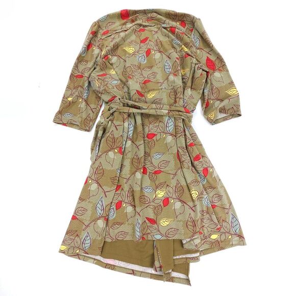 NEW Modcloth Vintage 50s Modest French Girl Wrap Dress Retro Leaf Print Plus 3X - Picture 5 of 6